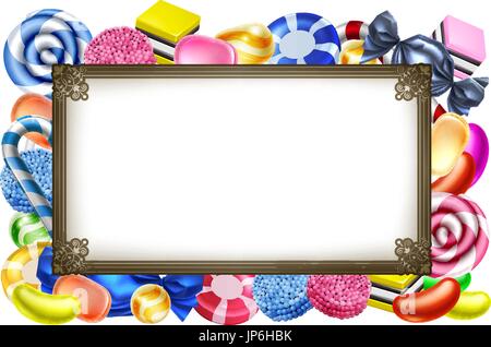 Caramelle caramelle sfondo segno del telaio Illustrazione Vettoriale