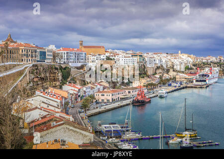 Spagna Isole Baleari, Minorca, Mao skyline della città, Foto Stock