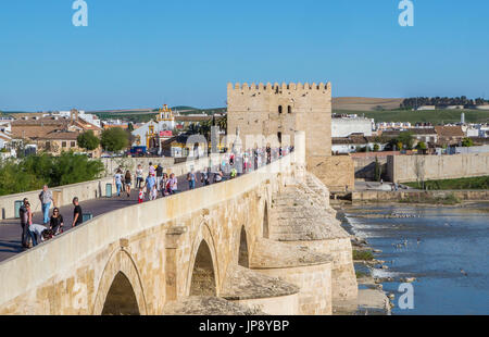 Spagna, Andalusia regione, città di Cordoba, ponte romano, Torre di Calahorra Foto Stock