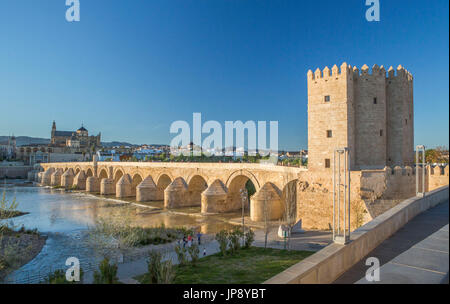 Spagna, Andalusia regione, città di Cordoba, ponte romano, Torre di Calahorra Foto Stock