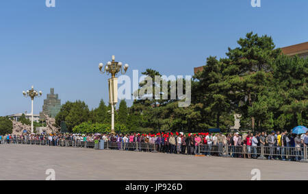 Al Mausoleo di Mao, Piazza Tian'anmen a Pechino, Cina Foto Stock