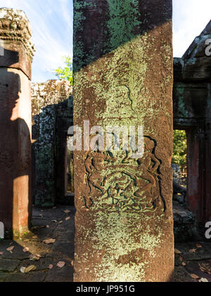 Apsaras, bassorilievi, il Bayon, Angkor Thom, Siem Reap, Cambogia, Foto Stock