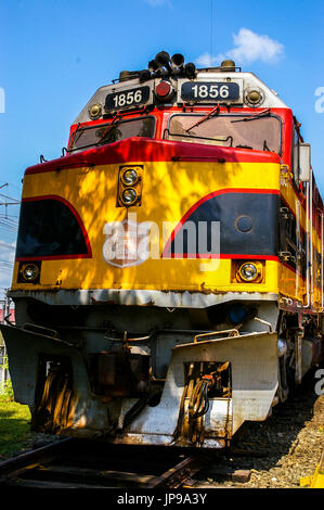 Canale di Panama locomotore ferroviario vista frontale a Panama City stazione ferroviaria Foto Stock