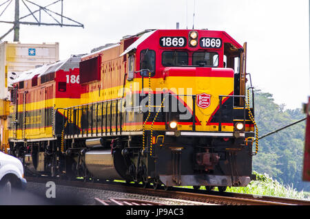 Canale di Panama locomitive ferroviarie Foto Stock