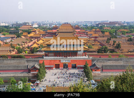 Cina, Pechino, la città di Forbiden, Gate di prodezza Dibine dal Parco Jingshan Foto Stock