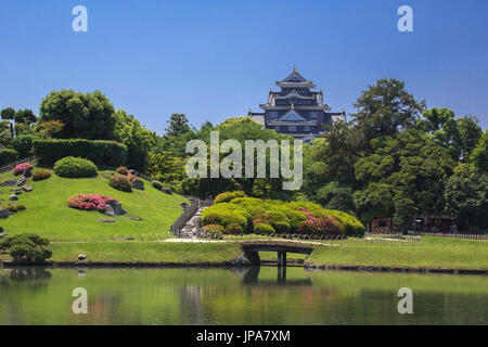 Giappone, Okayama City, il Giardino Korakuen, Castello di Okayama Foto Stock