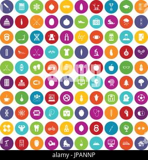 100 ben persona set di icone di colore Illustrazione Vettoriale