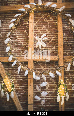 Matrimonio indiano, la decorazione parietale, dream catcher Foto Stock