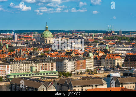 Vista aerea del centro cittadino di Copenhagen, Danimarca Foto Stock