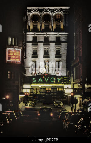 Savoy Hotel Strand, Londra, Inghilterra, Regno Unito, circa ottanta Foto Stock