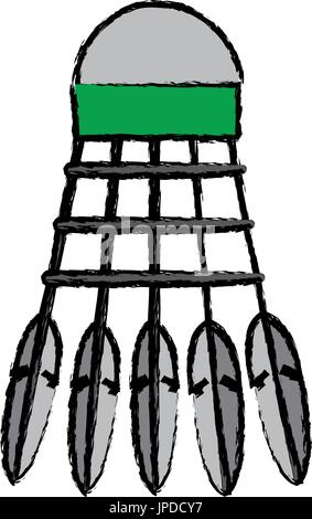 Volano per badminton da uccello piume attrezzature sportive Illustrazione Vettoriale