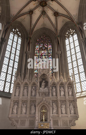 Altare neogotico in Ritterkapelle, Haßfurt, bassa Franconia, Baviera, Germania Foto Stock