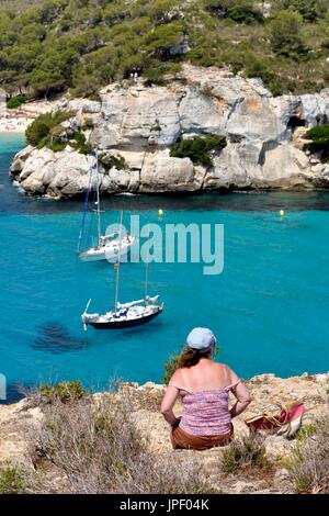Cala Spiaggia Macarelleta blue lagoon Menorca Minorca spagna Foto Stock