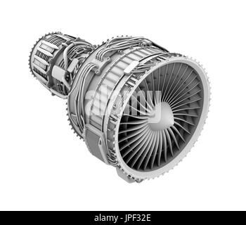 3D render di argilla di getto turbofan motore isolato su sfondo bianco. Il rendering 3D'immagine. Foto Stock