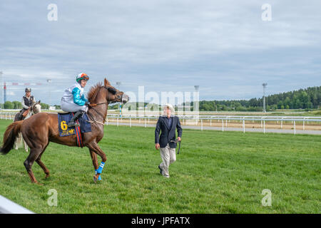 Ana O'Brien a Lady Fantini' purosangue nel Campionato del Mondo a Bro Park, Stoccolma Foto Stock