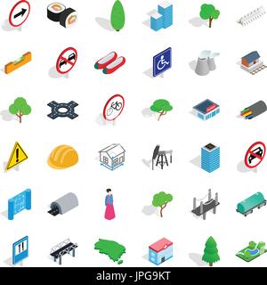Factory set di icone, stile isometrico Illustrazione Vettoriale
