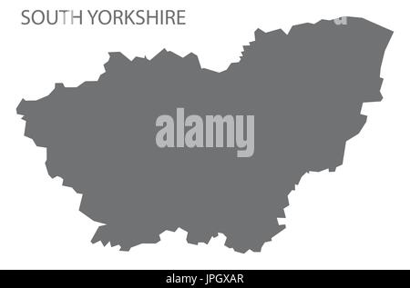 Il South Yorkshire metropolitan county map Inghilterra illustrazione grigio forma silhouette Illustrazione Vettoriale