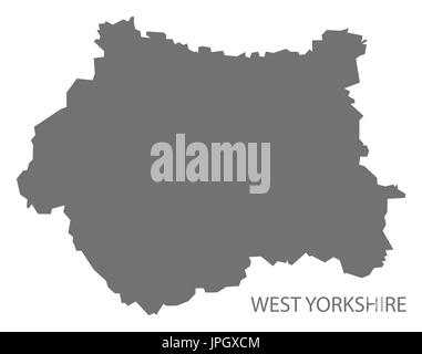 West Yorkshire metropolitan county map Inghilterra illustrazione grigio forma silhouette Illustrazione Vettoriale