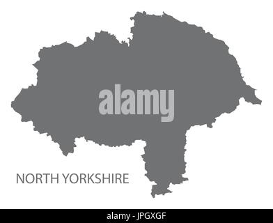 North Yorkshire County map Inghilterra illustrazione grigio forma silhouette Illustrazione Vettoriale