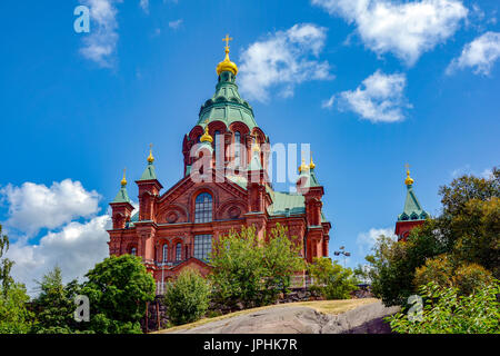 Famoso Uspenski cattedrale ortodossa a Helsinki in Finlandia Foto Stock