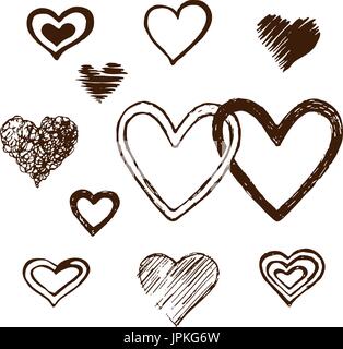 Mano-bozzetto cuori Illustrazione Vettoriale