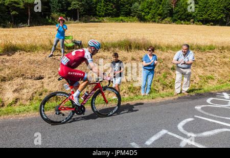 Col de Peyra Taillade, Francia - luglio 16,2017: il ciclista tedesco Tony Martin del Team Katusha-Alpecin salendo l'ultimo chilometro al Col de Peyra Taill Foto Stock