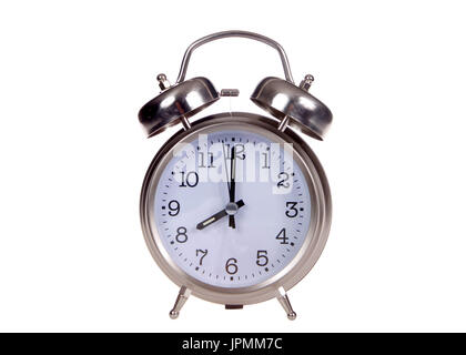 Vecchio stile alarm clock set per 8 ore. 8 am è un comune ora di inizio per la scuola elementare i bambini e il lavoro per gli adulti. 8 pm è un comune di coricarsi Foto Stock