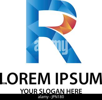 La lettera R con stile poligonale, logo design, isolato su sfondo bianco. Illustrazione Vettoriale