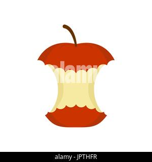 Red apple core isolato. Resto del frutto su sfondo bianco. Garbage Illustrazione Vettoriale