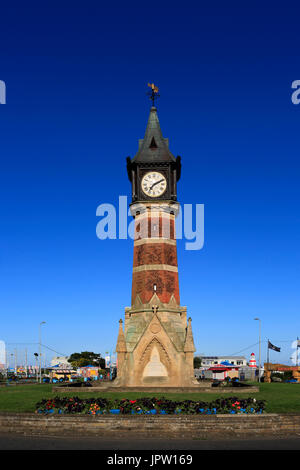 Il Giubileo di Diamante di Clock Tower, Skegness town, Lincolnshire, England, Regno Unito Foto Stock