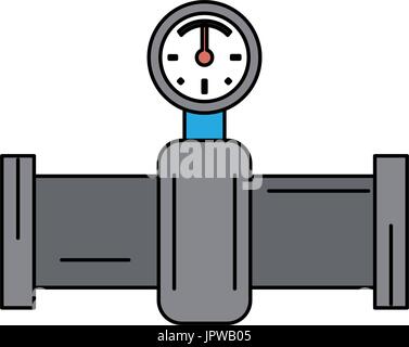 Manometro e tubo immagine icona Illustrazione Vettoriale