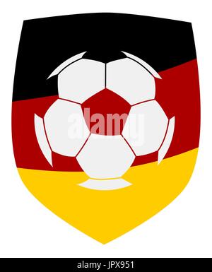 Bandiera tedesca scudo protettivo con un pallone da calcio silhouette Illustrazione Vettoriale