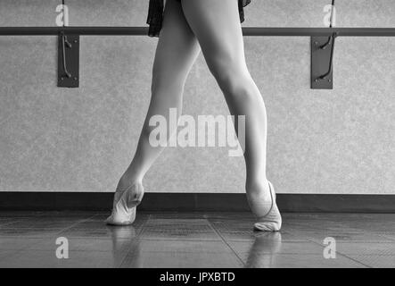 Versione in bianco e nero del ballet barre Foto Stock