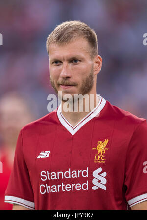 Monaco di Baviera, Germania. 2 agosto, 2017. Ragnar Klavan (Liverpool) Calcio/Calcetto : Audi Cup 2017 partita finale tra Liverpool FC 1(4-5)1 Atletico de Madrid a stadio Allianz Arena di Monaco di Baviera, Germania . Credito: Maurizio Borsari/AFLO/Alamy Live News Foto Stock