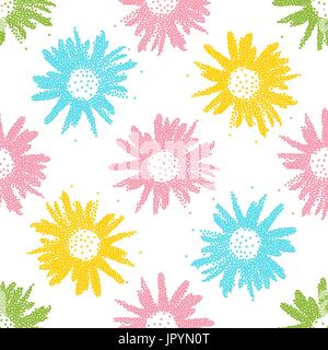 Abstract floral seamless pattern. Vettore fiori punteggiato texture. Illustrazione Vettoriale