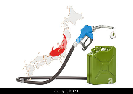 La produzione e il commercio di benzina in Giappone, concetto. 3D rendering isolati su sfondo bianco Foto Stock