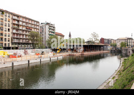 La riqualificazione della darsena e cantiere per l'Expo 2015, Milano Foto Stock