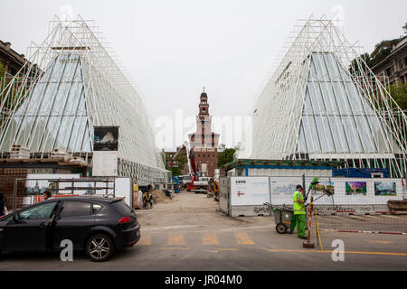 Cantiere expo gate, progetto infopoint Milano Expo 2015 Foto Stock