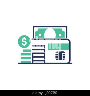 Carta di debito - moderno vettore di linea icona del design. Illustrazione Vettoriale
