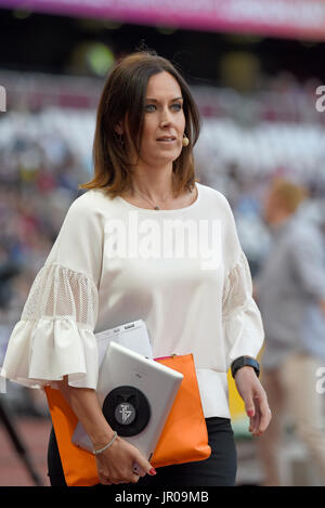 Lee McKenzie al World Para Athletics Championships 2017, London Stadium. Presentatore televisivo Foto Stock