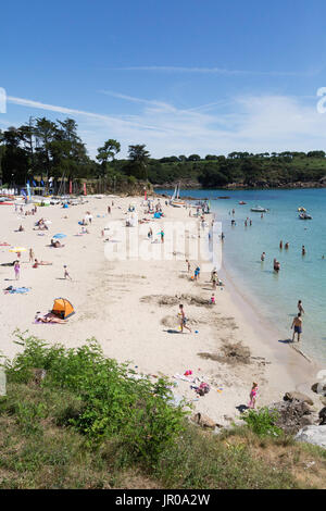 Brittany beach - la spiaggia sabbiosa di Port Manec'h, Finisterre, Bretagna Francia Foto Stock