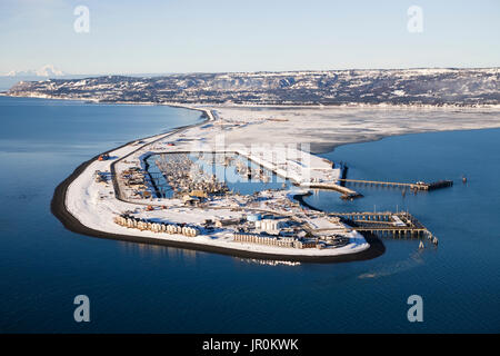 Homer Spit in inverno; Omero, Alaska, Stati Uniti d'America Foto Stock