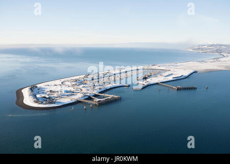 Homer Spit in inverno; Omero, Alaska, Stati Uniti d'America Foto Stock