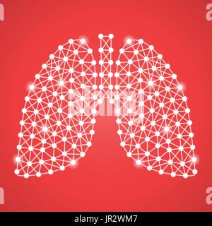 Polmoni umani isolati su uno sfondo di colore rosso. Illustrazione Vettoriale. Illustrazione Vettoriale