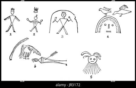 Primi scritti i simboli sono stati basati sui pittogrammi (immagini che assomigliano a ciò che essi significano) e ideogrammi (simboli che rappresentano le idee). Pittogrammi sono ancora in uso come il principale mezzo di comunicazione scritta in alcuni non-literate culture in Africa e nelle Americhe e in Oceania. Pittogrammi sono spesso utilizzati come semplice, pittorica, representational simboli dalla maggior parte delle culture contemporanee. Pittogrammi possono essere considerati una forma d'arte, o può essere considerato una lingua scritta e sono indicati come tali in arte precolombiana, arte Nativa Americana, antica Mesopotamia e pittura nelle Americhe prima di coloni Foto Stock