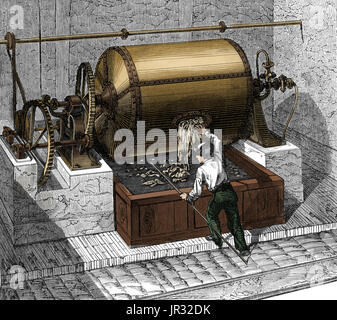 Papermaking,Rag macchina per carta,del XIX secolo Foto Stock