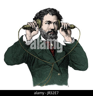 I ricevitori del telefono,del XIX secolo Foto Stock