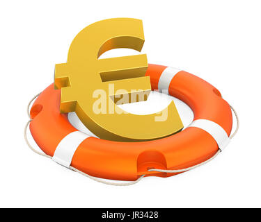 Euro Accedi salvagente isolato Foto Stock