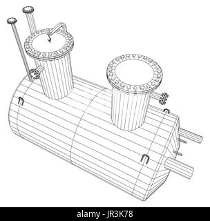 Attrezzature industriali di capacità. Filo-telaio. EPS10 formato. Vettore di rendering 3D Illustrazione Vettoriale