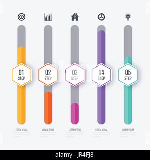 Illustrazione Vettoriale ed infografico cinque opzioni Illustrazione Vettoriale